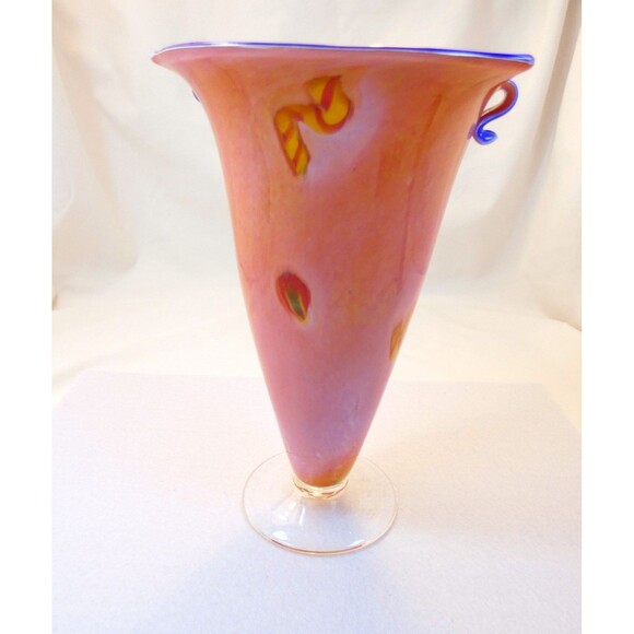 Handblown Studio Glass Art Vase, Multicolored, Signed, 2002 Gallery Purchased - Picture 1 of 9